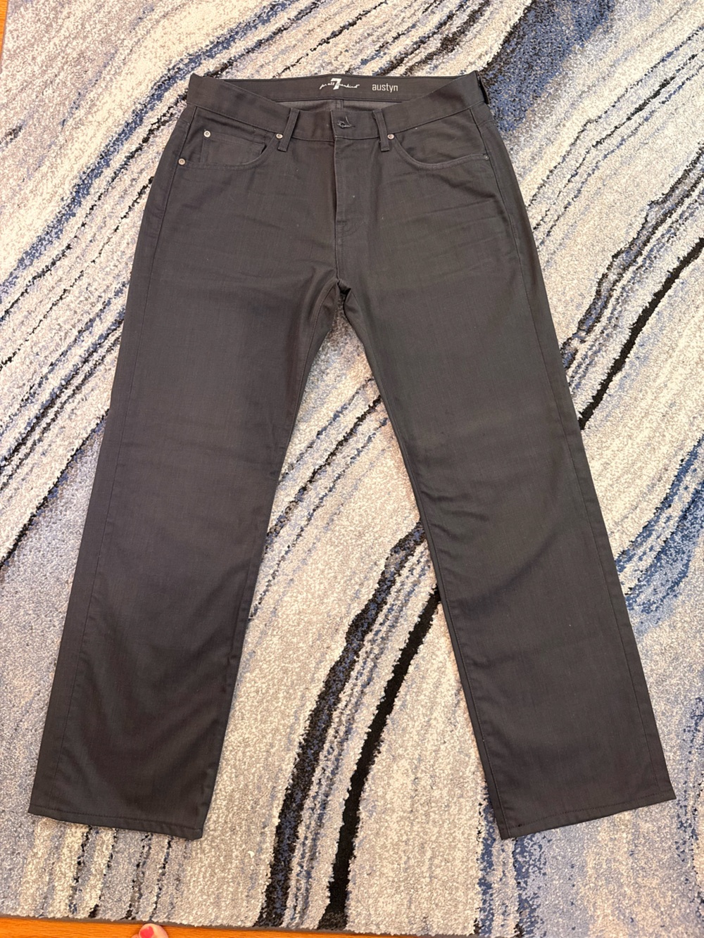 7 For All Mankind Men's Black Slim Straight Jeans